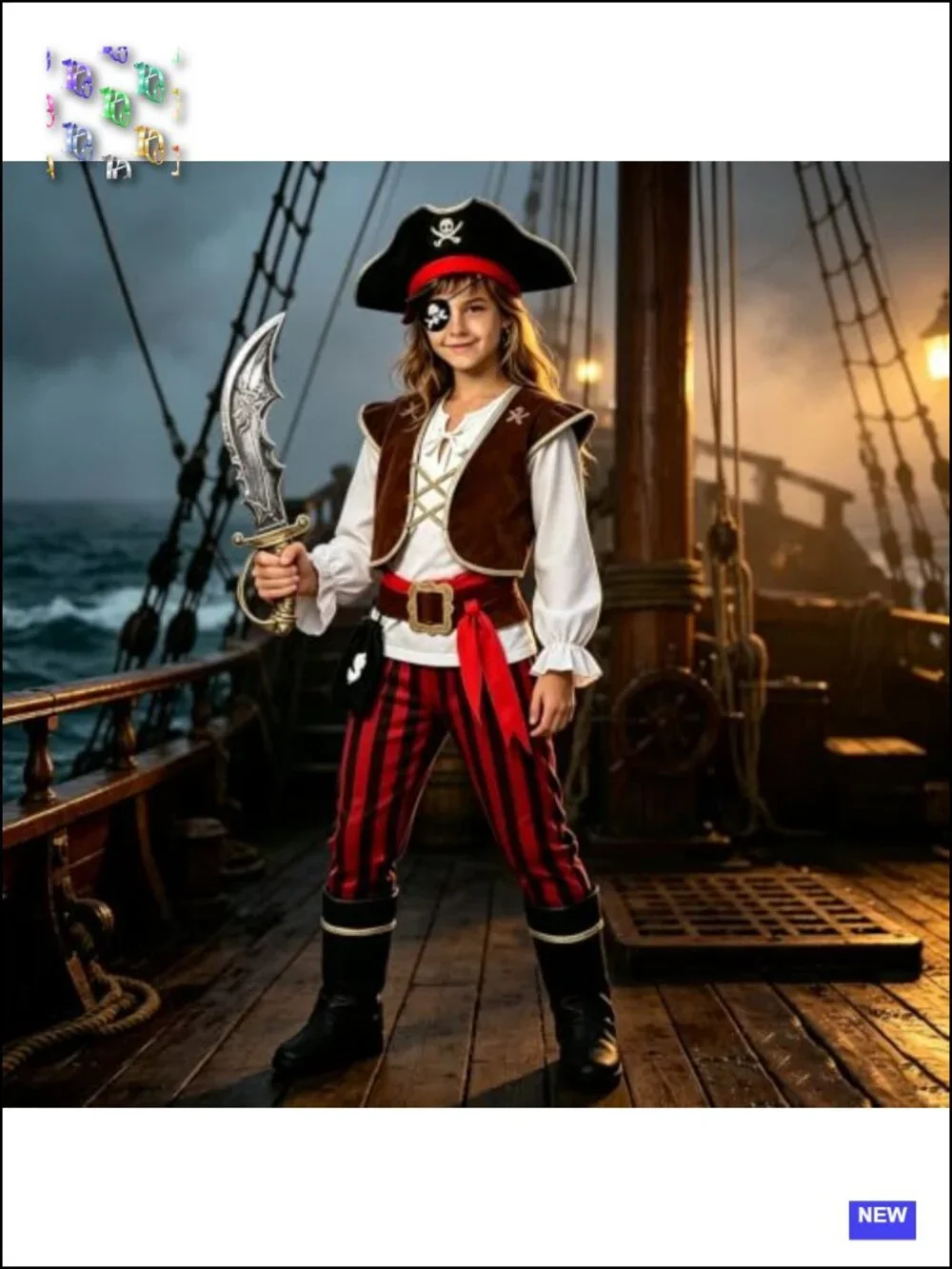 Kids Pirate Costume Dress Up Set with Accessories Halloween Pretend Play